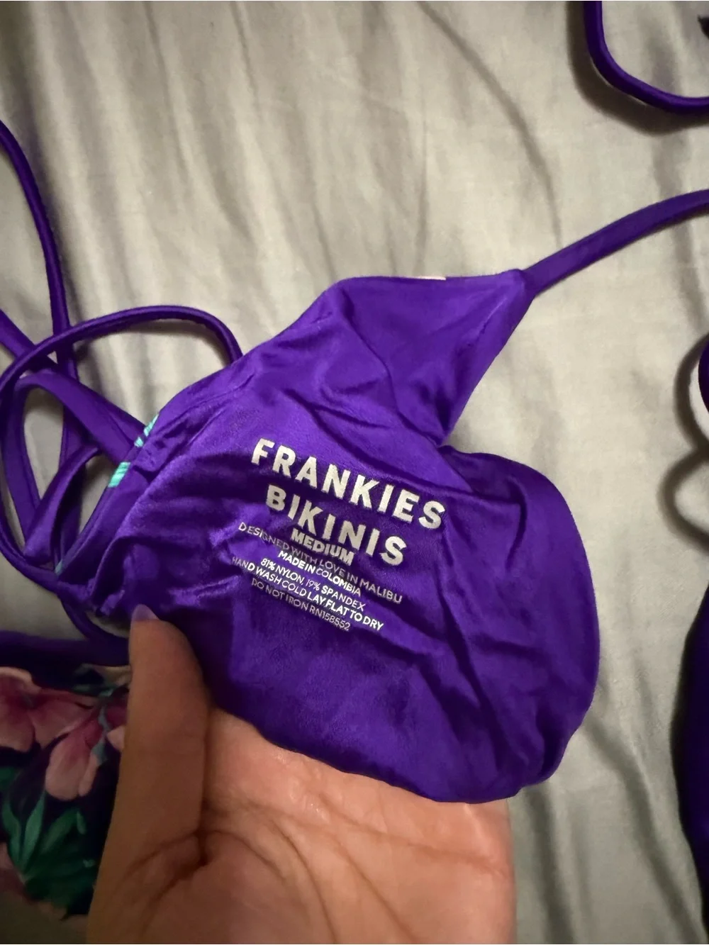 Frankie's Bikinis Tia Satin shine bikini top string and string bottom